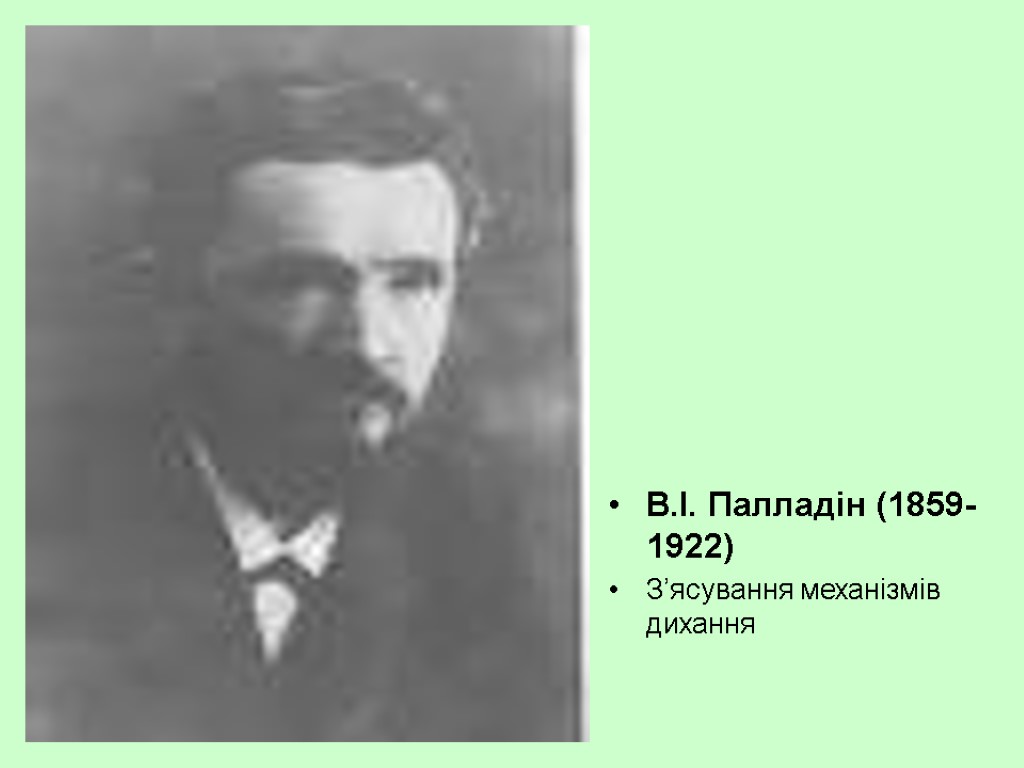 В.І. Палладін (1859-1922) З’ясування механізмів дихання